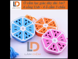 Ổ cắm điện đa năng lục giác hoa mai 4 cổng usb 4 ổ cắm dây dài 1m7 chịu nhiệt tốt