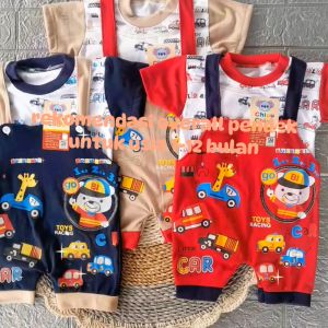 Baju bayi Overal Jumpers Bahan Halus Motif lucu Beruang dan mobil