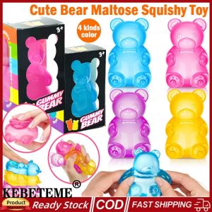 KEBETEME NeeDoh Cute Bear Squishy Toy Slow Rebound Stress Relief Gummy Bear Sensory Fidget Toy for Anxiety Alleviation Desk Decoratio