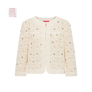 EP YAYING | Áo Khoác Ngắn Tay Voan Đính Ren Cao Cấp Handmade