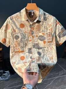 Áo Sơ Mi Nam Tay Ngắn in Họa Tiết Mùa Hè Cổ Polo Chống Nắng Rộng Rãi Thoải Mái Thoáng Khí Phong Cách Retro Thường Ngày