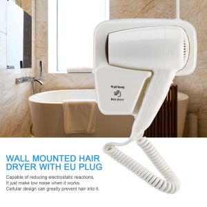 220V 1200W Negative Ion Wall Mounted Hair Dryer Blower Hotel Home With Holder