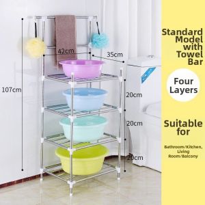 Stainless Steel Multi-layer Storage Rack Square Easy Design