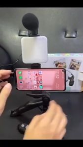 Tripod VLOG Live Kit 5in1 AY-49 Tripod LED Flash Microphone Remote Shutter