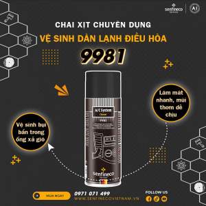 SENFINECO 9981 Vệ sinh dàn lạnh cửa gió điều hoà dạng xịt bọt dung tích 520 hàng của Đức
