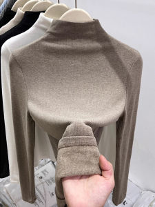 Stylish Versatile Age-reducing Half-high Collar Long Sleeve Top