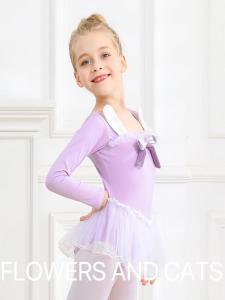 Girls Ballet Dance Suit Summer Practice Uniform Short Sleeve Leotard Skirt Combo Gymnastics Outfit Kids Dancing Costume