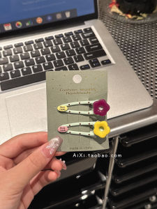 Cute Polka Dot Flower Duckbill Hair Clip Side Parting Fringe Hair Accessories Original Design Fashionable Hair Grips by AiXi