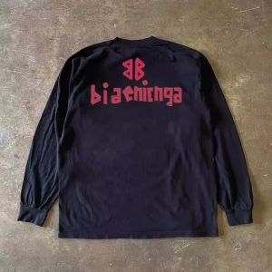 Cocoifashion Oversize American Retro Long Sleeve T-Shirt Street Style Versatile Loose Fit Breathable Cotton round Neck Tee