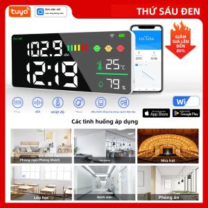 Máy Đo Tiếng Ồn WiFi Thông Minh Tuya Với Màn Hình LED 11 Giám Sát dB/nhiệt Độ/độ Ẩm Theo Thời Gian Thực Báo Động Gắn Tường/máy Tính Để Bàn Cho Lớp Học Tại Nhà