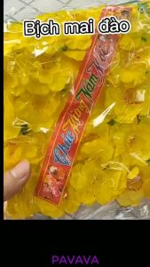 Bịch hoa mai đào giả PAVAVA trang trí nhà cửa loại đẹp bịch 36 bông trang trí tết kèm dây kẽm (hàng loại 1) làm cây design chụp ảnh để bàn phòng khách