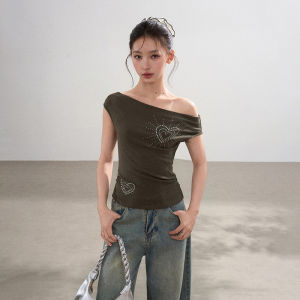 BAIDAIFEI | Off Shoulder Short Sleeve Slim Fit T-Shirt for Women