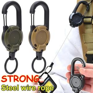 Luya เชือกลวดหดอัตโนมัติ, 2 ชิ้น กระเป๋าเป้สะพายหลังหัวเข็มขัดตะขอ สำหรับปีนเขากันขโมยพวงกุญแจเวลาอยู่นอกบ้าน ยุทธวิธี
