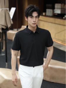 White Lapel Atmosphere Short Sleeve Summer Mens American Casual Business Half Sleeve T-Shirt Mens Handsome Polo Shirt