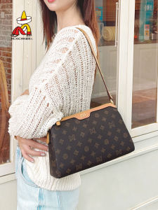 Large Capacity Womens Crossbody Bag Underarm Single Shoulder Bag Retro Artistic Style Detachable Strap Soft Leather Handbag