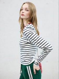 Juicy Couture | Striped Colorblock Stretch Womens T-Shirt Long Sleeve