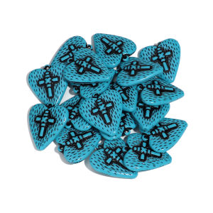  5pcs Oversized Blue Heart Cross Pendant Acrylic Retro Pendants for Valentines Day Jewelry Necklace Bracelet Accessories