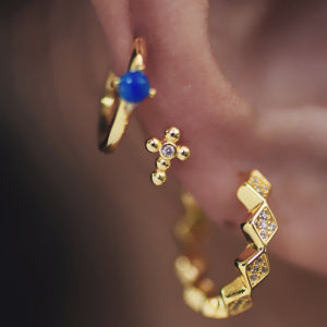 925 Silver Hoops Layered Design Heavyweight Ethnic Style Full Diamond Earring Bone Clip Fashionable Kendall Jenner Wind Ear Studs