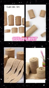 Ruy băng cuộn ruy băng vải bố dài 5 mét  phụ kiện handmade decor  trang trí tiệc noel tết