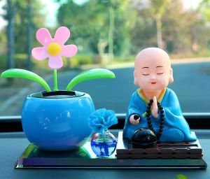 Set Chú Tiểu Gật Đầu Hoa Đu Đưa Bằng Năng Lượng Mặt Trời Gắn Lọ Nước Hoa Trang Trí Taplo Ô Tô bàn làm việc góc học tập