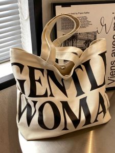 Large Capacity Canvas Tote Bag Womens Spring Summer New Fashion Single Shoulder Handbag Outdoor Shopping Bag Korean Style