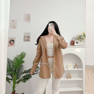 ARIEL KMJ • Kemeja Wanita Bahan Linen Ariel Oversize Shirt With Pocket