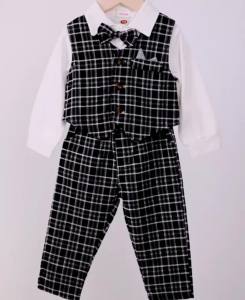 Infant 1st Birthday Gentleman Clothes Newborns Plaid Vest Hat Pants White Bodysuit Wedding Costume Baby Boy Formal Boutique Set