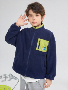 Mark Fairwhale | Children Boys Polar Fleece Jacket Color Block Stand Collar