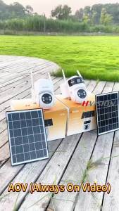 HVISION อัพเกรดใหม่ AOV HFD 4K ☀แผงเซลล์แสงอาทิตย์ 4G☀ กล้องวงจรปิดโซล่าเซลล์ ใส่ซิม 4G SIM Solar CCTV/ Battery Power 8MP พลังงานแสงอาทิตย์  กล้องวงจรปิดกันน้ำ รับประกันหนึ่งปี มีคลาวด์ซิมเน็ตในตัว