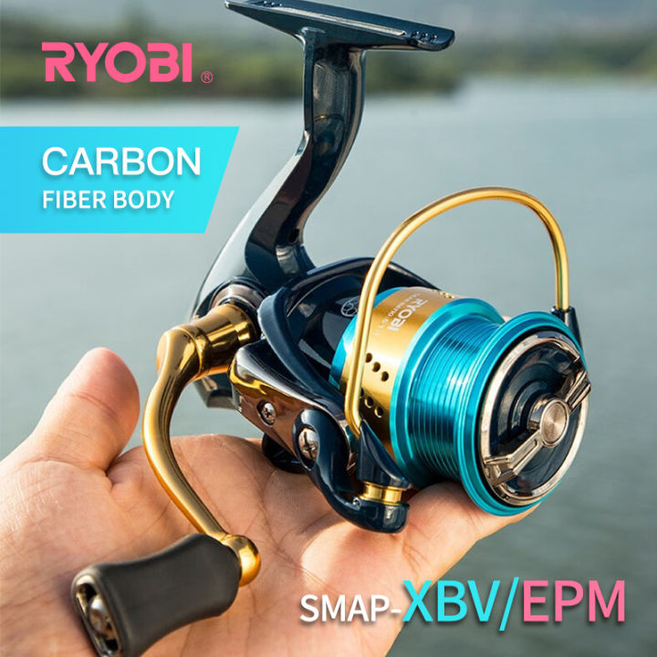 RYOBI 2022 New Carbon Fiber Spinning Fishing Reel SMAP XBV/EPM 1000-8000  6+1BB Gear Ratio 5.0:1/5.1:1 Max Drag 5KG 12KG ultar light fishing reel for  farcasting and seafishing