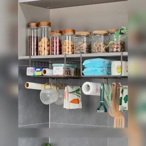 ตะกร้าแขวนตู้ เก็บของ ใช้งานง่าย ในครัว แบบเกี่ยว ตะกร้าเหล็กวาง เพิ่มพื้น ใต้โต๊ะ ตะกร้าแขวนเก็บของอเนกประสงค์