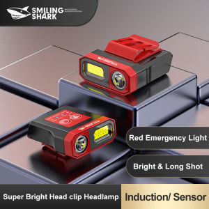 Smiling Shark TD1139 Protable Led Headlight Sensor Head Lamp Small Cap Clip Light Super Bright Fishing Headlamp Mini USB Rechargeable Outdoor for Daily Use Night Runing Lighting