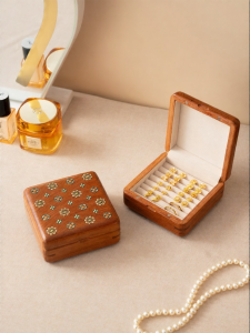 GUOLU | Portable Wooden Jewelry Box for Earrings Storage