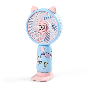 Quạt Cầm Tay Mini Sạc Được 3 Tốc Độ Nhỏ Gọn Có Giá Đỡ Điện Thoại Kèm Sticker Dễ Thương Tiện Dụng Cho Việc Làm Mát Khi Di Chuyển
