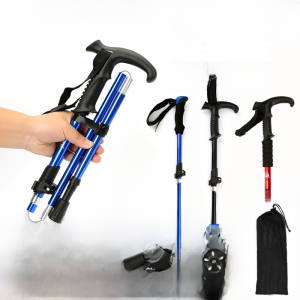 Outdoor Alpenstock Walking Stick Walking Collapsible Outer Lock Walking Stick Aluminum Alloy Walking Walking Stick Climbing Equipment