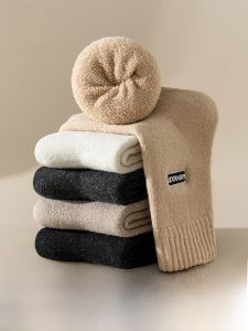 miiow | Mens Winter Thickened Woolen Socks Warm Fleece Lined Mid-calf Long Tube Socks Anti-cold And Warm MiiOW Cat Person Socks