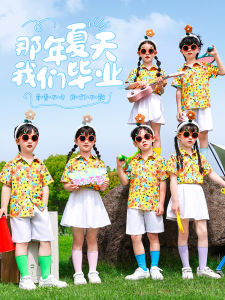 Retro ดอกไม้เสื้อเด็กเสื้อผ้านักเรียนโรงเรียนอนุบาลชุดเต้นรําหกเด็กแสดงเครื่องแต่งกาย