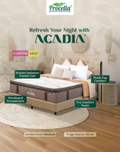 Procella Springbed Matras kasur ACADIA Refresh Series pocket spring jumbo plushtop anti bacterial shield mayrs & full set kasur promo Ranjang Furniture Busa tebal