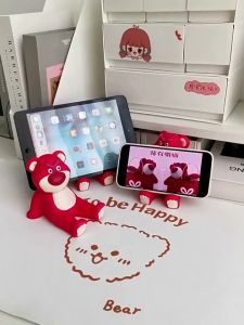 Cute Mobile Phone Holder Desktop Decoration Hands-free Convenience Strawberry Bear Phone Holder Phone Accessories