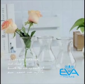 Bộ 3 Bình Bông Lọ Hoa Thủy Tinh Miệng Loe Tiên Ông Tặng Kèm Dây Bố Tự Trang Trí