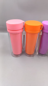 *Four colorful insulated tumblers with lids and straps*