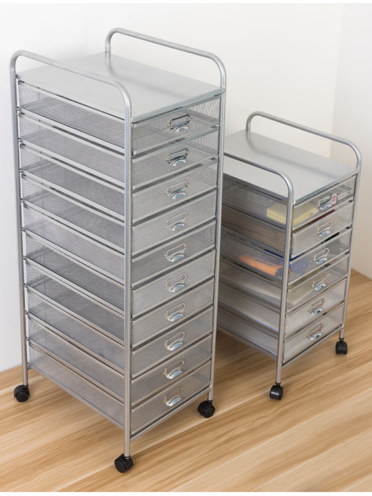 Iron Art Multi-Layer File Rack with Drawer And Casters Office Storage ...
