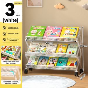 Space-saving Layered Movable Bookshelf For Kids Reading Zone