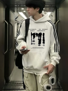 เสื้อสเวตเตอร์มีฮู้ดผ้าฝ้ายแบบมีฮู้ดสำหรับผู้ชายสไตล์ฮ่องกงย้อนยุคสไตล์อเมริกัน ทรงหลวม ทรงสามเหลี่ยม น้ำหนักเบา สวมใส่สบาย ฤดูใบไม้ร่วง/ฤดูหนาว