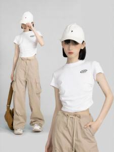 BAIDAIFEI | American Style Short White T-Shirt