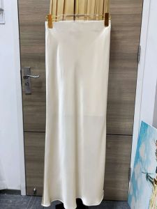 Multicolor French Elegant Acetate Satin Split Half-length Skirt Womens Summer High-waist Slimming Floor-length Gown