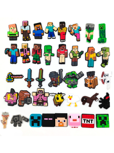 Cartoon Minecraft Shoe Buckles 38pcs Hole Design Shoe Flowers Accessories Intelligent Star Block World Shoe Parts DIY