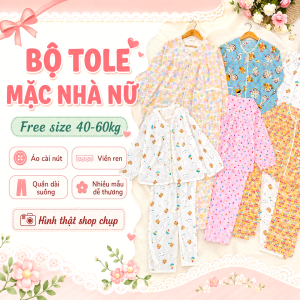 Bộ Tole Nữ Mặc Nhà 40-60kg - Áo Viền Ren Quần Dài