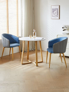 Luxurious Rock Panel Table Chair Set Original Wood Color Dining Table Commercial 4S Store Reception Small Square Table Balcony Small round Table