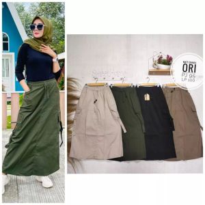 VIHASBI Rok Cargo Bahan Katun Chinos Bawahan Wanita Terbaru - Rok Span Kargo